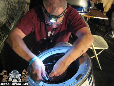 Matt making some last minute repairs